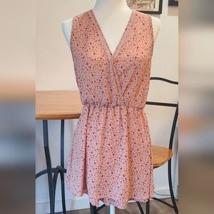 Barely Worn - SIENNA SKY -  Pink Floral Print Silky Dress, Layered Look- size S